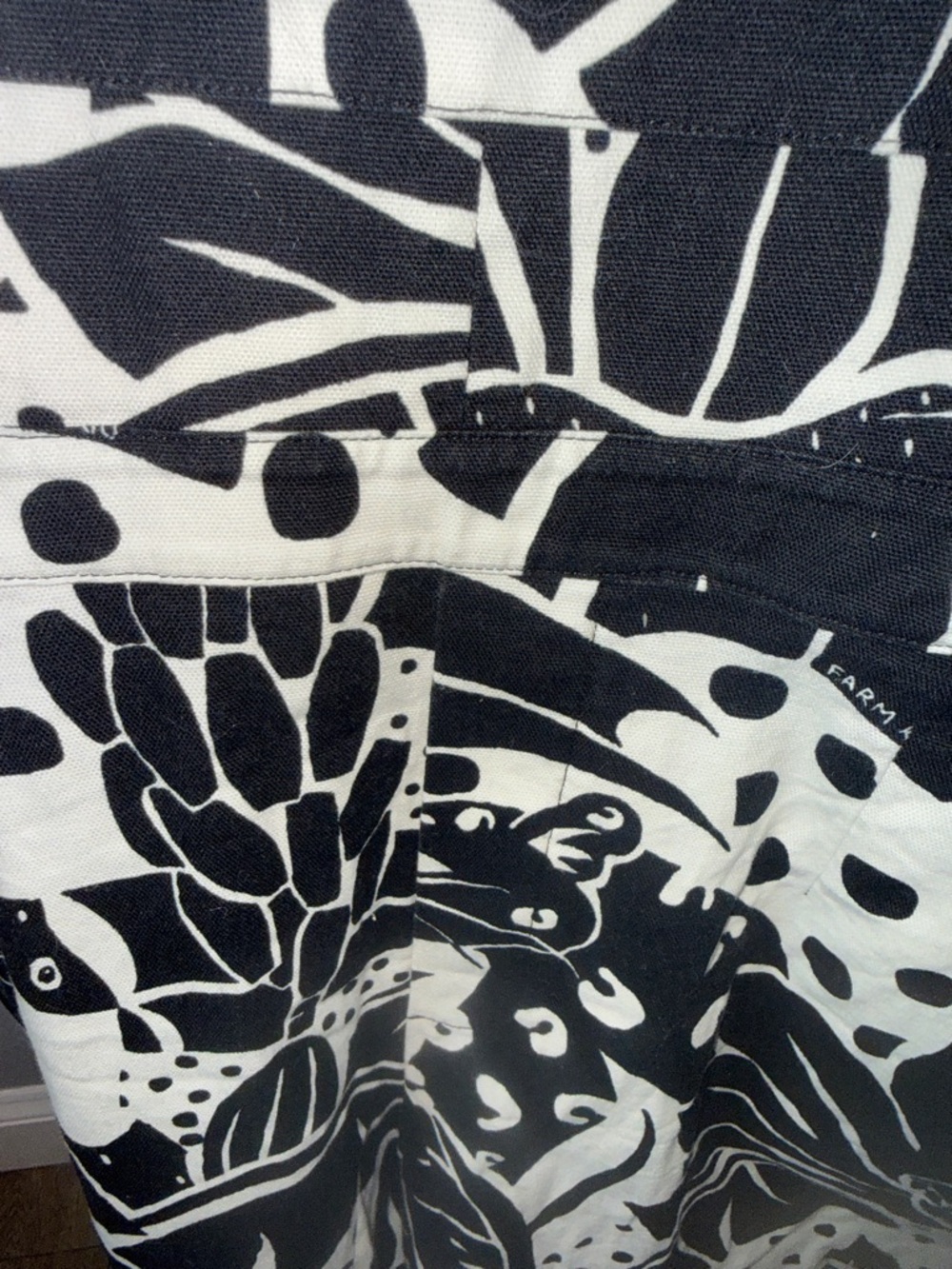 Farm Rio Anthropolgie Black & White Tropical Print Wide Leg Overalls - Picture 8 of 16